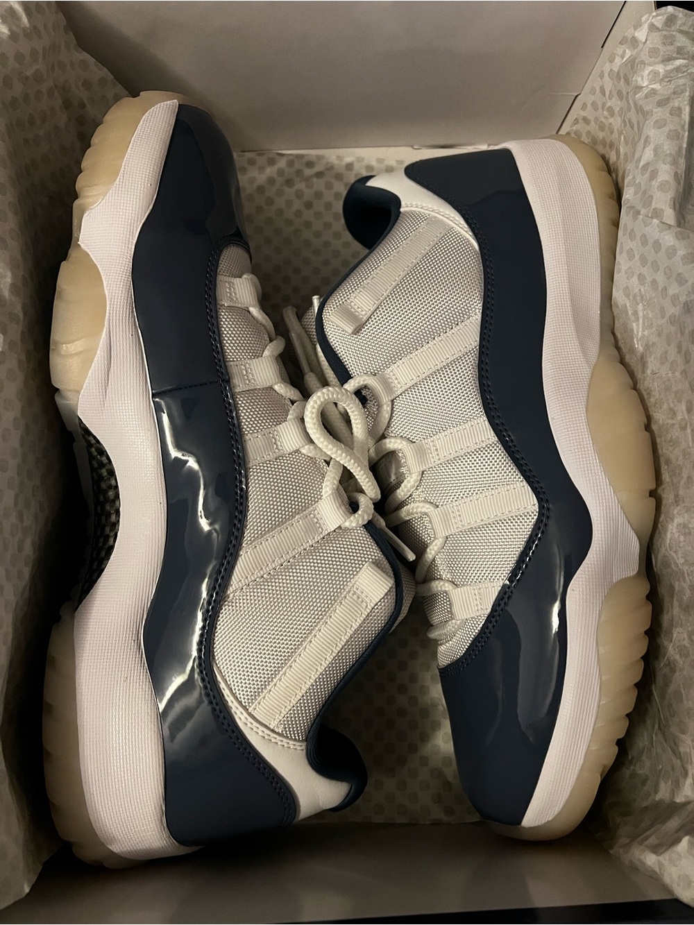 Jordan Retro 11 Low-Top Sneakers in White and Diffused Blue